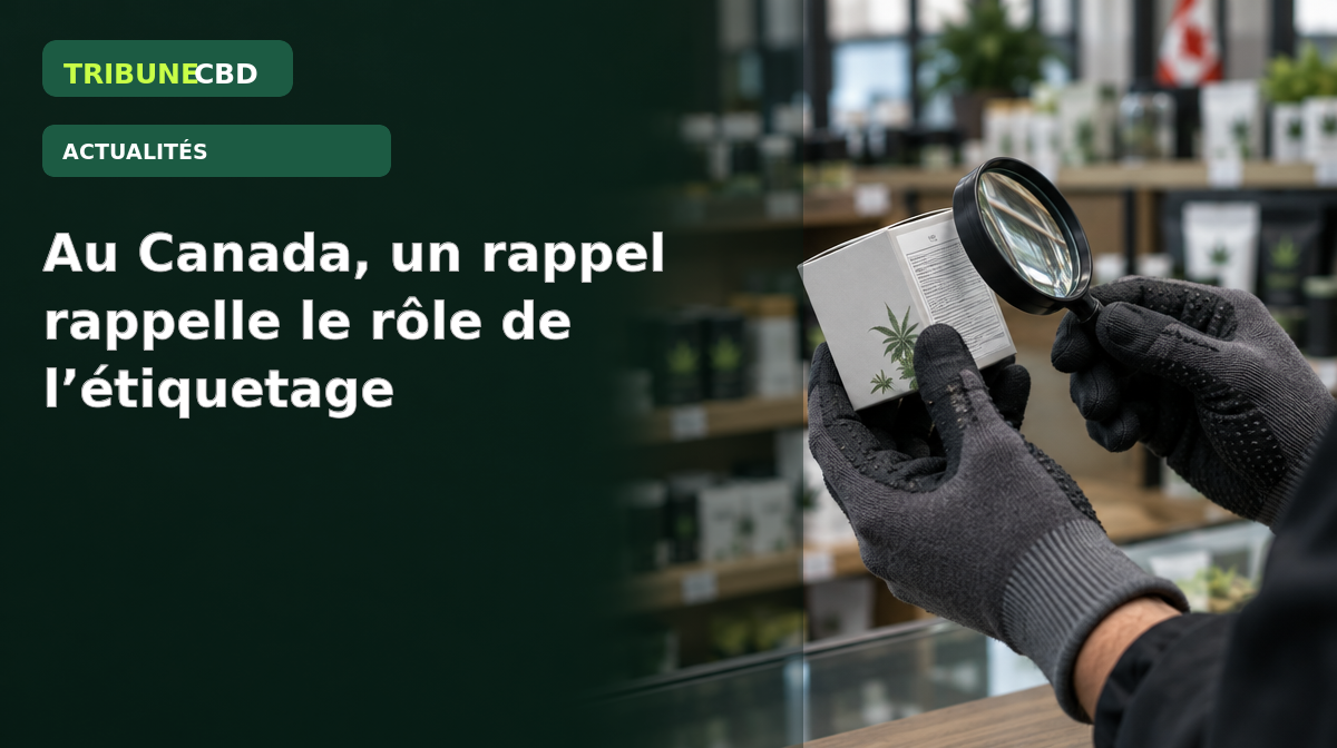 Illustration éditoriale : Au Canada, un rappel de produit au CBG et THC rappelle le rôle central de l’étiquetage