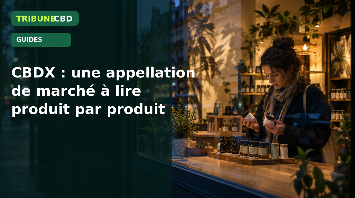 Illustration éditoriale : CBDX : une appellation de marché à lire produit par produit