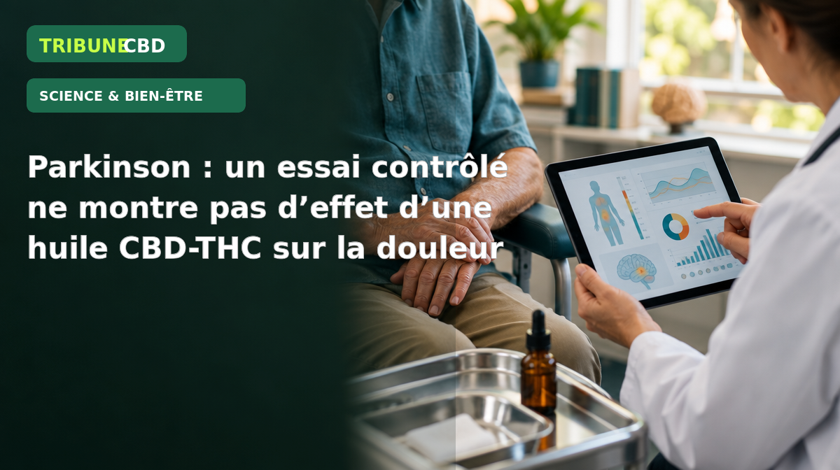 Illustration éditoriale : Parkinson : un essai contrôlé ne montre pas d’effet d’une huile CBD-THC sur la douleur