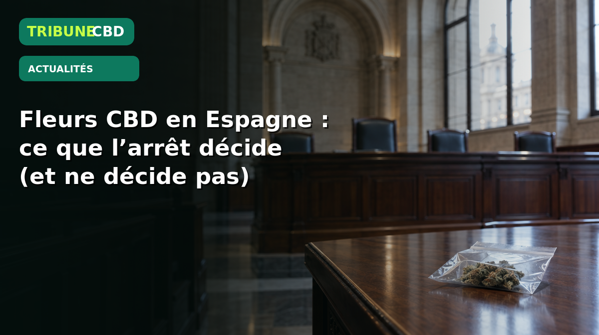 Illustration éditoriale : Espagne : ce que l’arrêt sur les fleurs de CBD décide — et ne décide pas