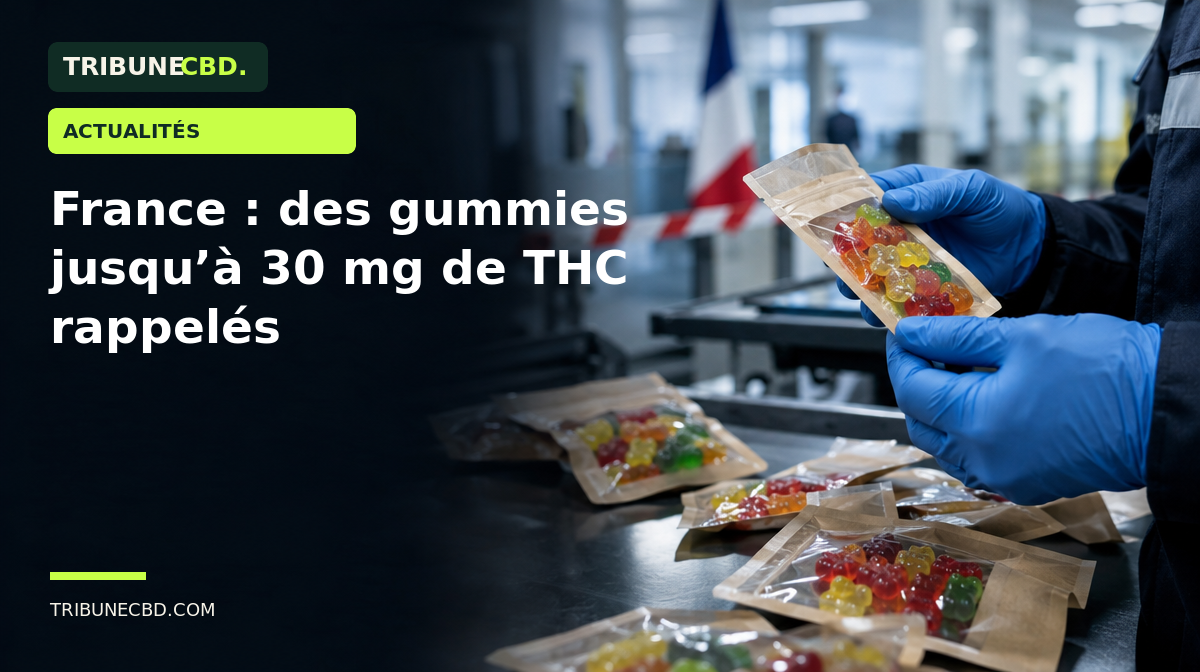 Illustration éditoriale : France : des gummies jusqu’à 30 mg de THC rappelés