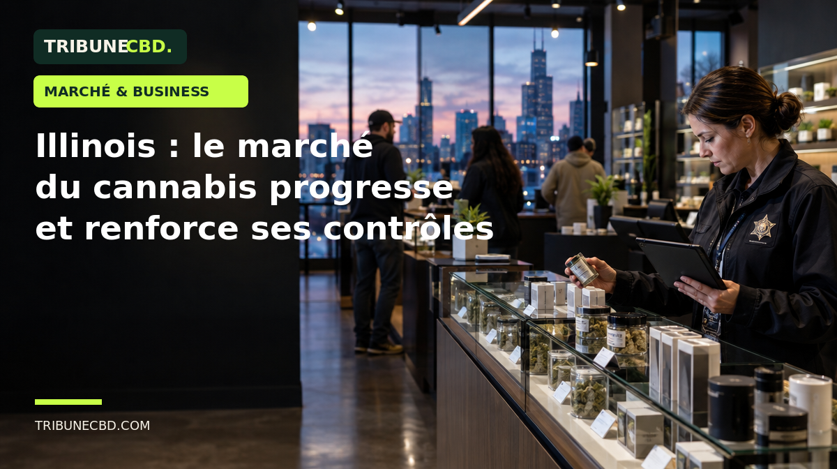 Illustration éditoriale : Illinois : le marché du cannabis progresse et renforce ses contrôles