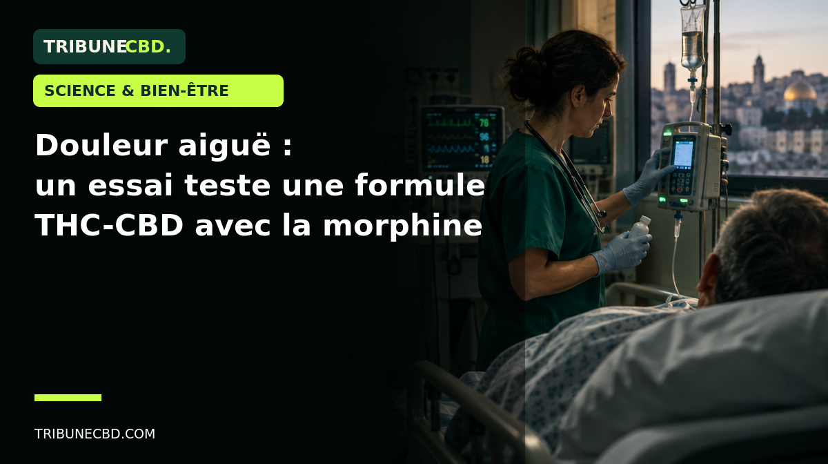 Illustration éditoriale : Douleur aiguë : un essai teste une formule THC-CBD en complément de la morphine
