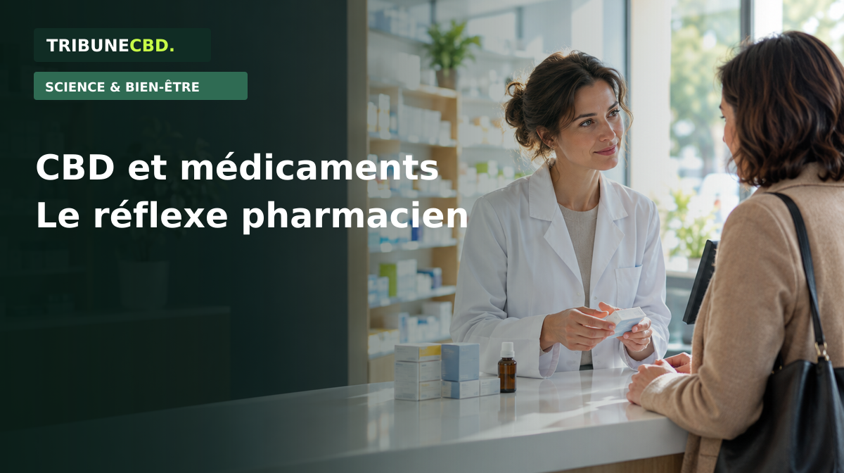 Illustration éditoriale : CBD et médicaments : pourquoi en parler au pharmacien