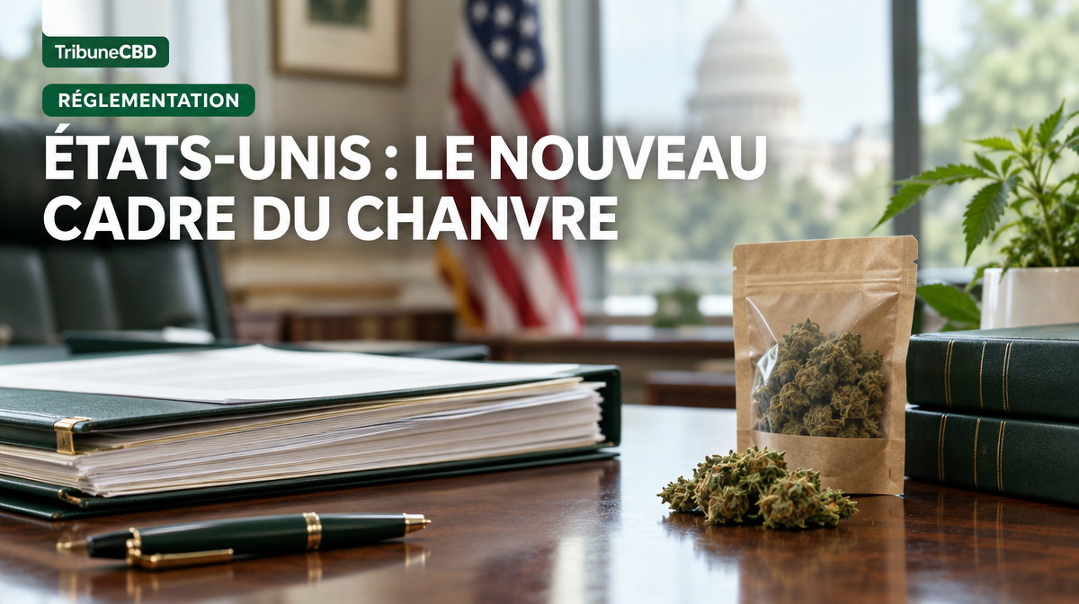 Illustration éditoriale : États-Unis : le nouveau cadre fédéral du chanvre gagne un mois, pas une réponse définitive